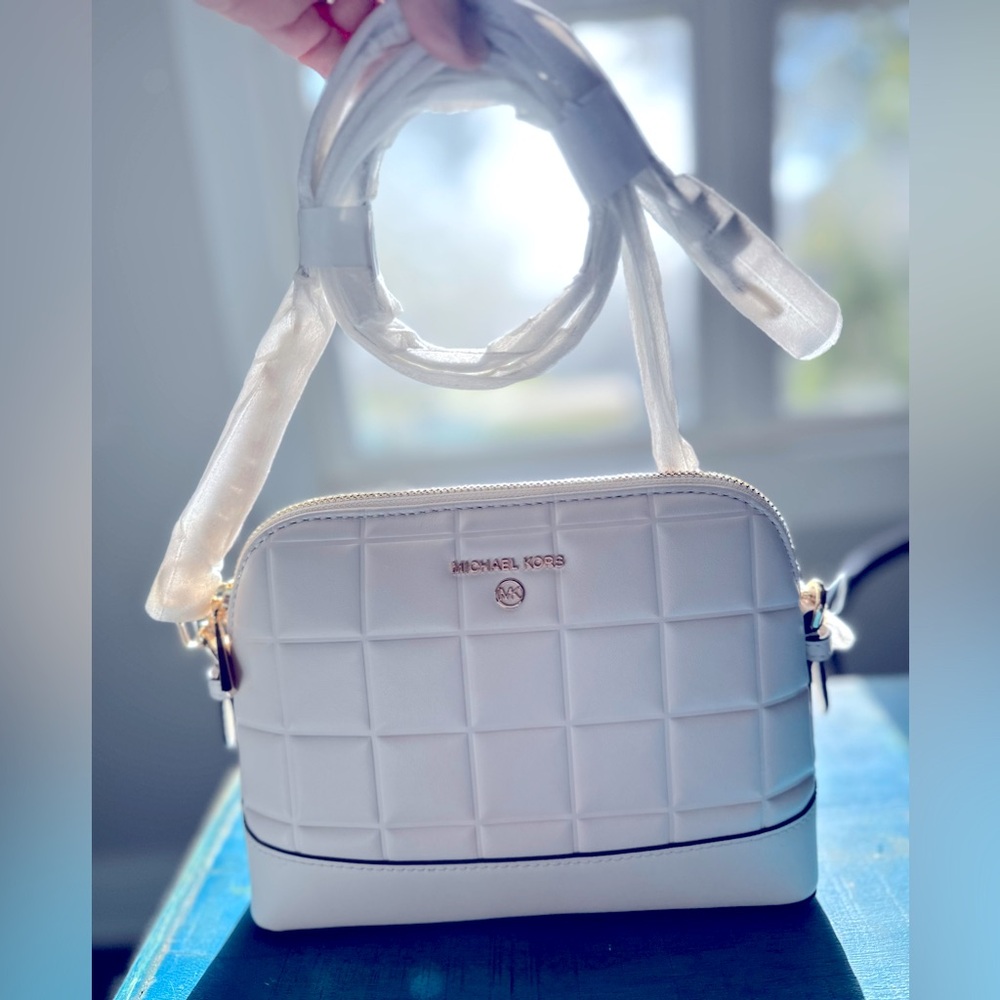Michael Kors Large Dome Crossbody leather, brand new with tags. Optic White.